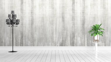 Modern parlak iç. 3D render