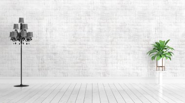 Modern parlak iç. 3D render