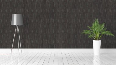 Modern parlak iç. 3D render