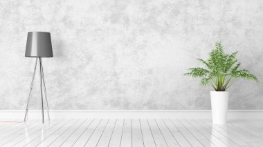 Modern parlak iç. 3D render