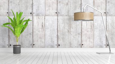 Modern parlak iç. 3D render