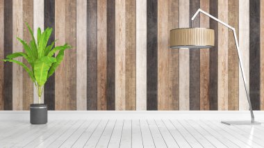 Modern parlak iç. 3D render