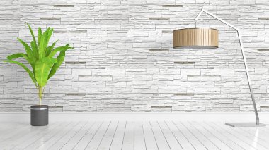 Modern parlak iç. 3D render