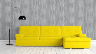 Modern parlak iç. 3D render