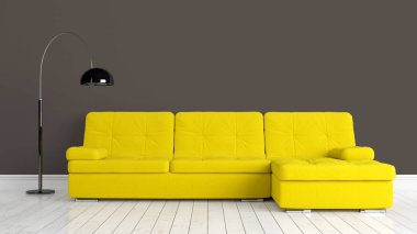 Modern parlak iç. 3D render