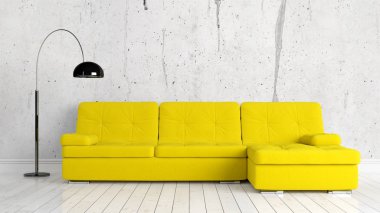 Modern parlak iç. 3D render