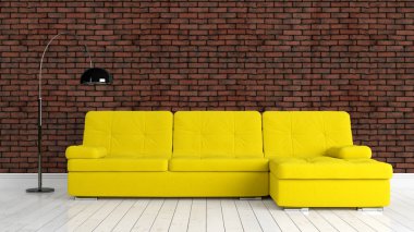 Modern parlak iç. 3D render