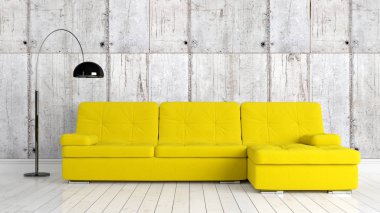 Modern parlak iç. 3D render