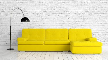 Modern parlak iç. 3D render