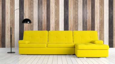 Modern parlak iç. 3D render