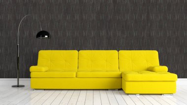 Modern parlak iç. 3D render