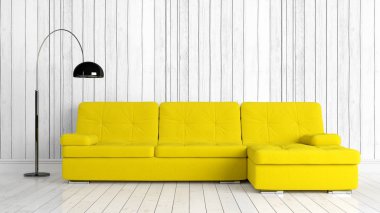 Modern parlak iç. 3D render