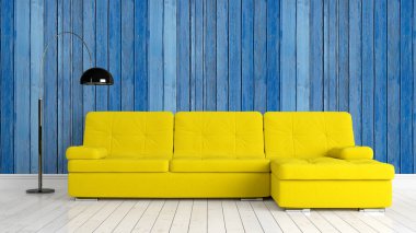 Modern parlak iç. 3D render