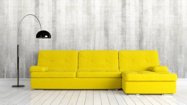 Modern parlak iç. 3D render