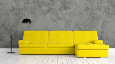 Modern parlak iç. 3D render