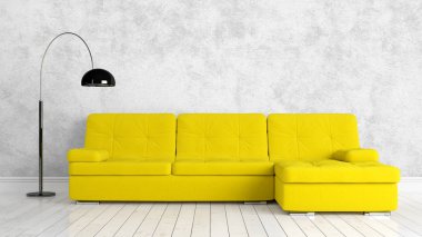 Modern parlak iç. 3D render