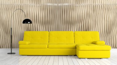 Modern parlak iç. 3D render