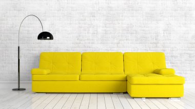 Modern parlak iç. 3D render