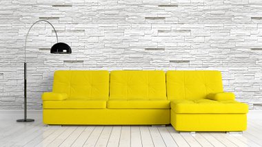 Modern parlak iç. 3D render