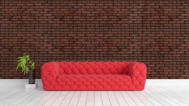 Modern parlak iç. 3D render