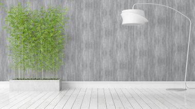 Modern parlak iç. 3D render