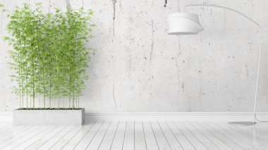 Modern parlak iç. 3D render