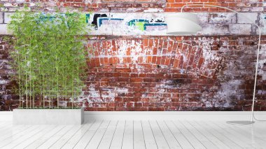 Modern parlak iç. 3D render