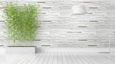 Modern parlak iç. 3D render