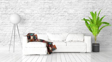 Modern parlak iç. 3D render