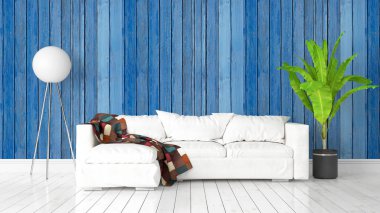 Modern parlak iç. 3D render