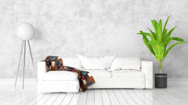 Modern parlak iç. 3D render