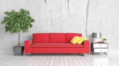 Modern parlak iç. 3D render