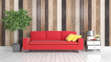 Modern parlak iç. 3D render