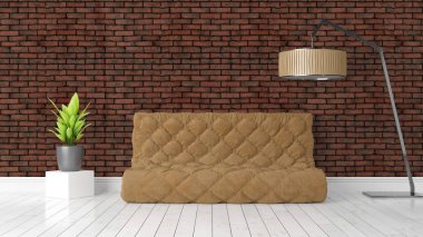 Modern parlak iç. 3D render