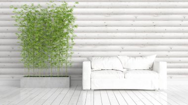 Modern parlak iç. 3D render