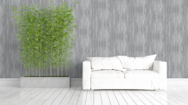 Modern parlak iç. 3D render