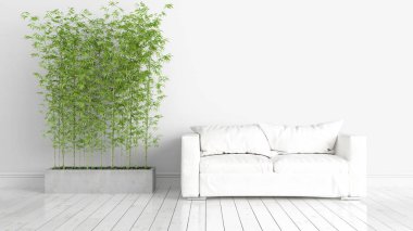 Modern parlak iç. 3D render