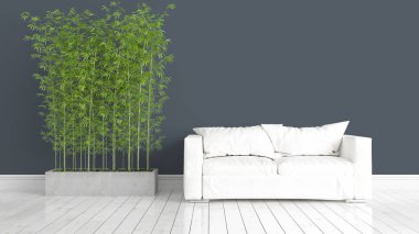 Modern parlak iç. 3D render