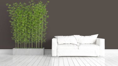 Modern parlak iç. 3D render