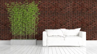 Modern parlak iç. 3D render