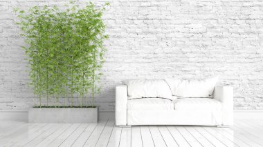 Modern parlak iç. 3D render