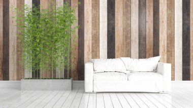 Modern parlak iç. 3D render