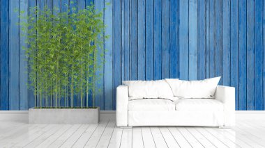 Modern parlak iç. 3D render