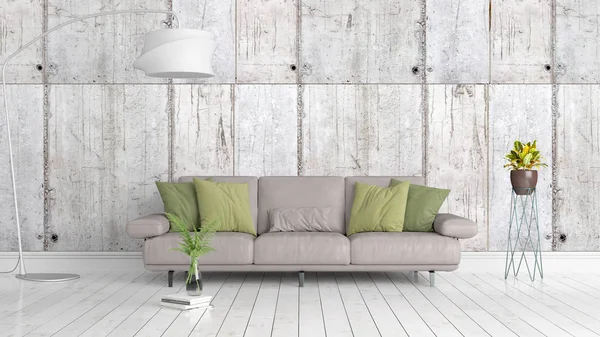 Modern parlak iç. 3D render