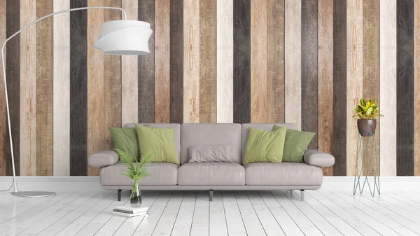 Modern parlak iç. 3D render