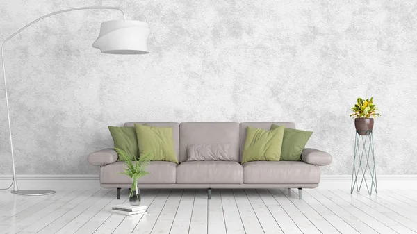 Modern parlak iç. 3D render