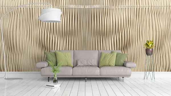 Modern parlak iç. 3D render