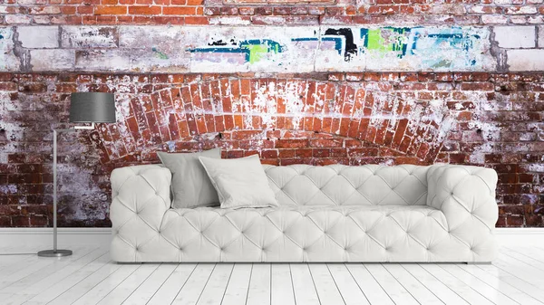 Modern parlak iç. 3D render