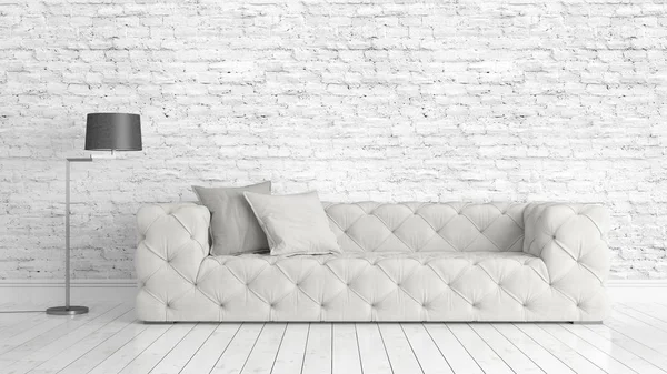 Modern parlak iç. 3D render