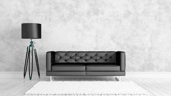 Modern parlak iç. 3D render